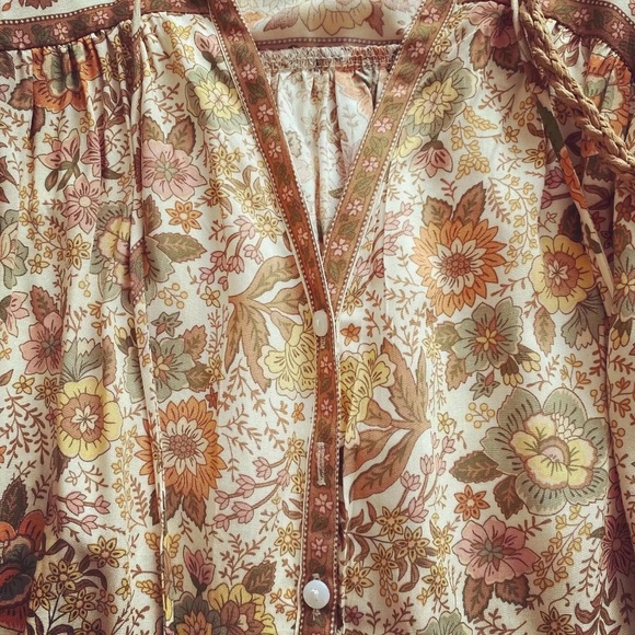 Boho Floral Print Button Down Tassel Blouse - Picture 9 of 10